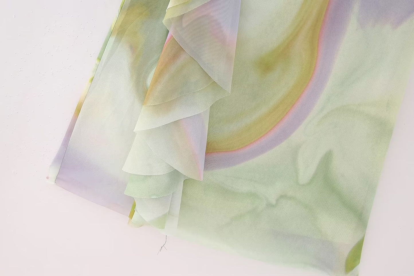Laminated Decoration Printed Silk Net Dress