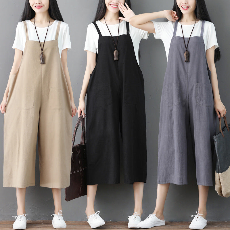 LunaBreeze™ Linen Suspender Jumpsuit