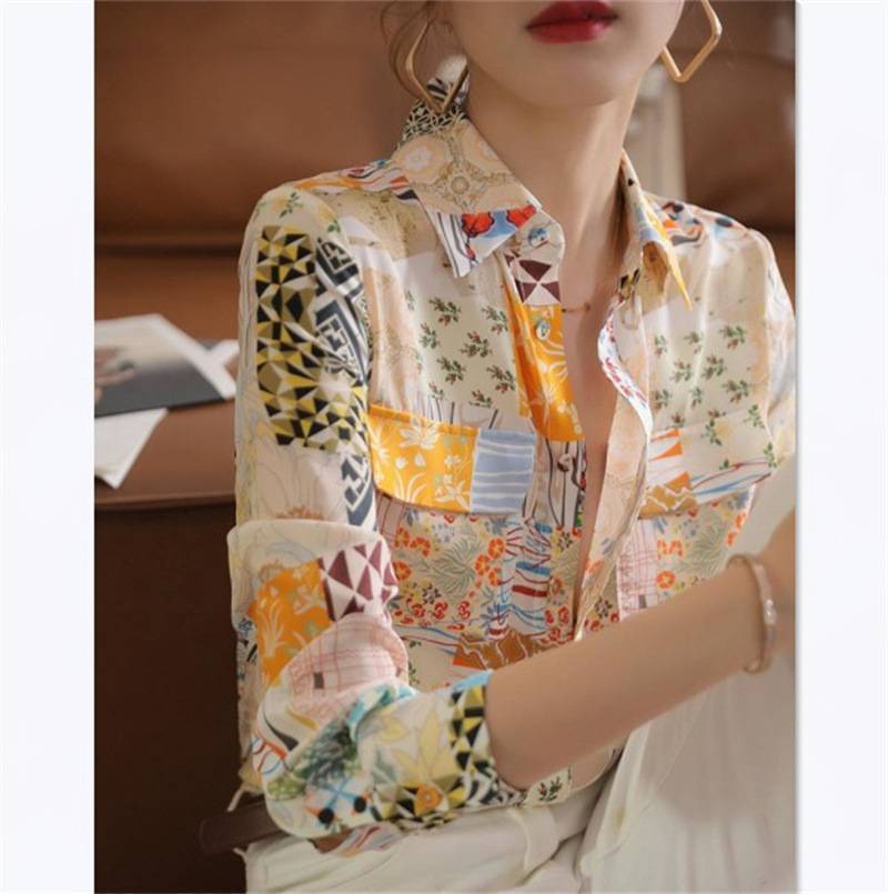 Women's All-match Casual Mulberry Silk Long-sleeved Shirt