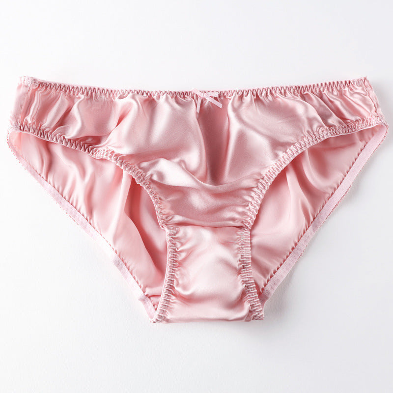 Women's Simple Small Bowknot Solid Color Silk Briefs
