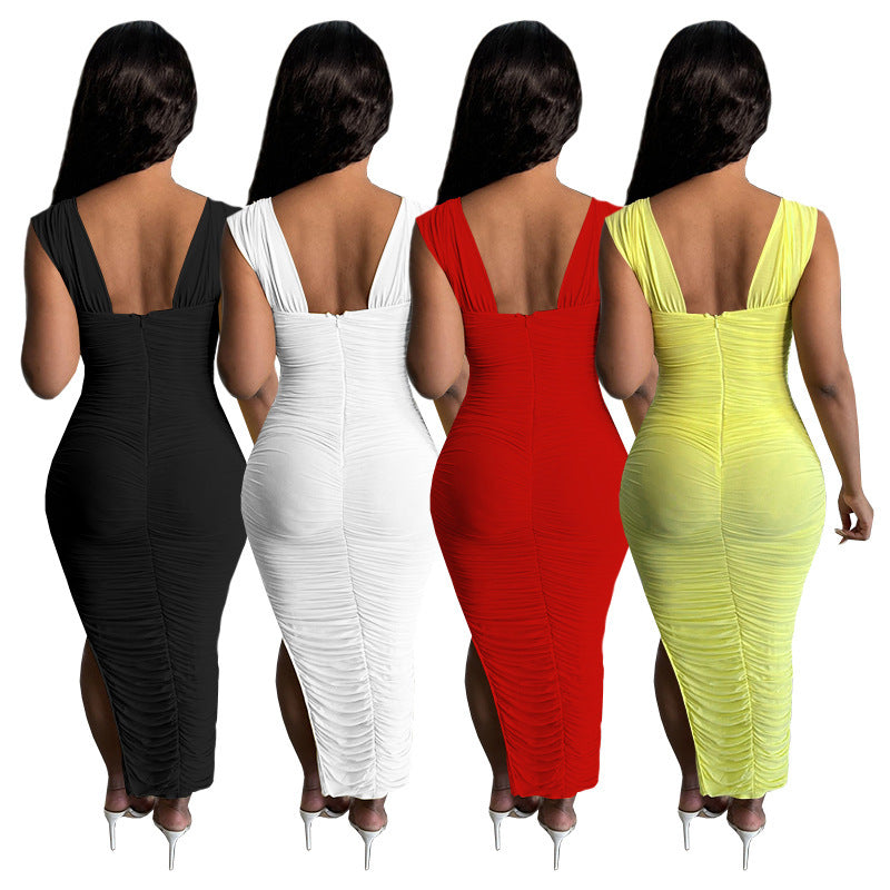 Trendy Street Temperament Folded Milk Silk Irregular Dress