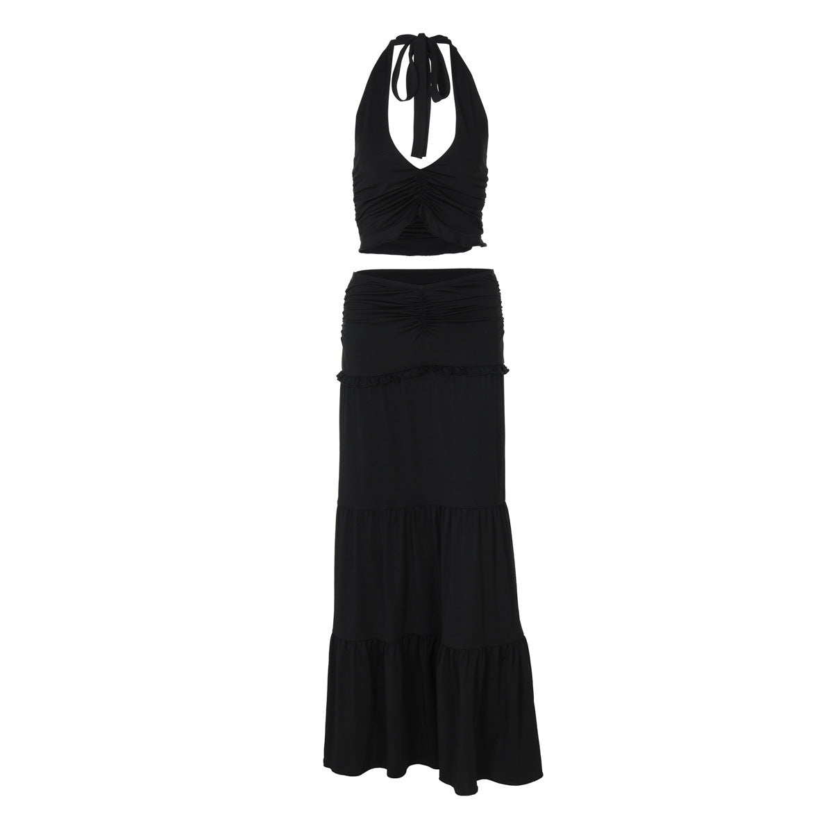 Soléna Lace Halter & Pleat Set