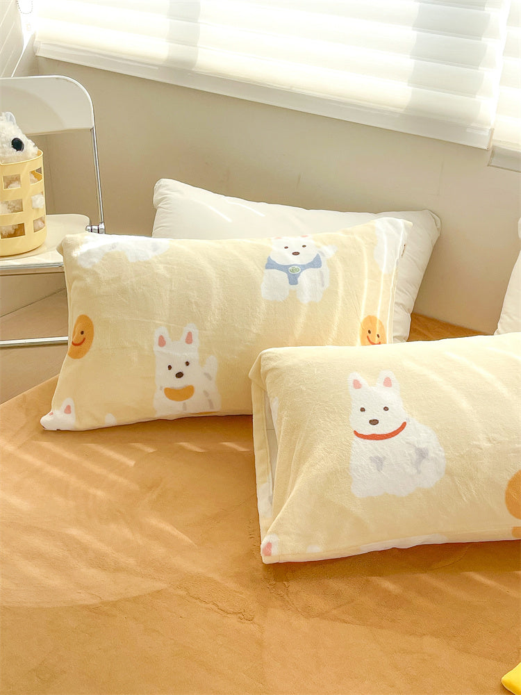 Dog Cream Velvet Pillowcase Plush Pillowcase Single Winter Cartoon Cute Animal