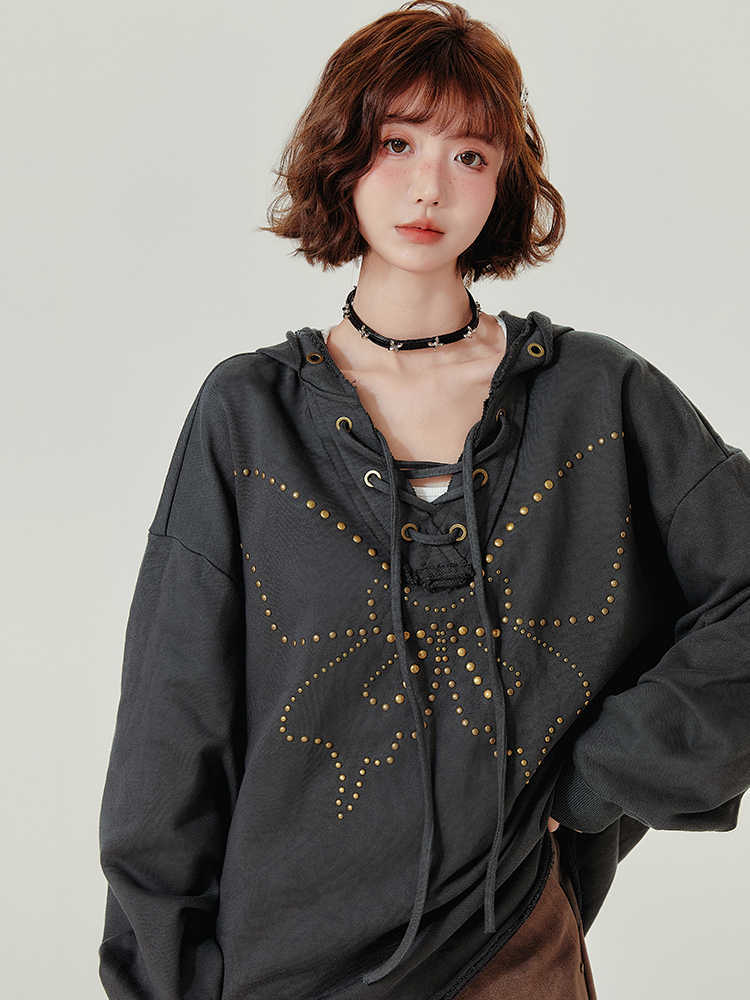 VintaLace Rivet Hooded Sweater