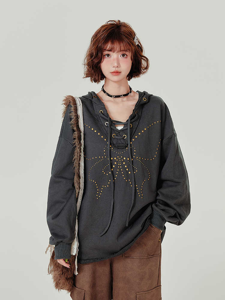 VintaLace Rivet Hooded Sweater