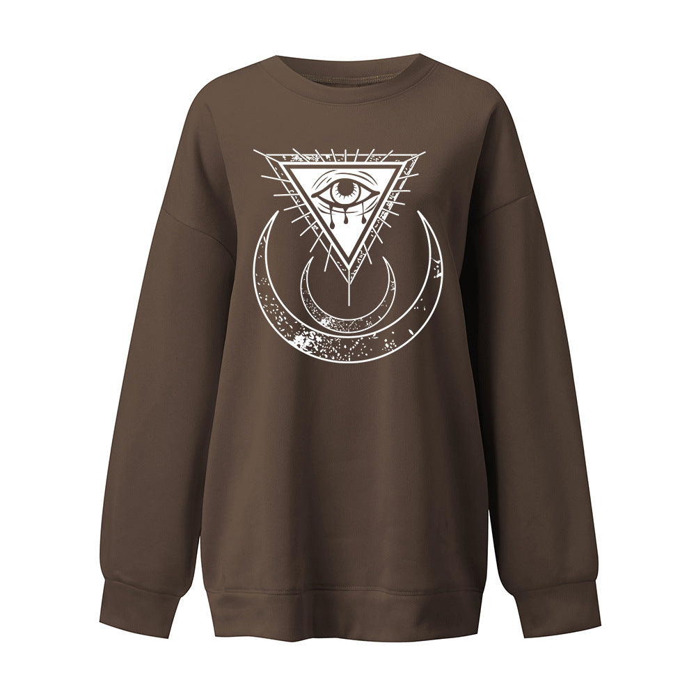 Moon's Third Eye Down Shoulder Fleece Sweater