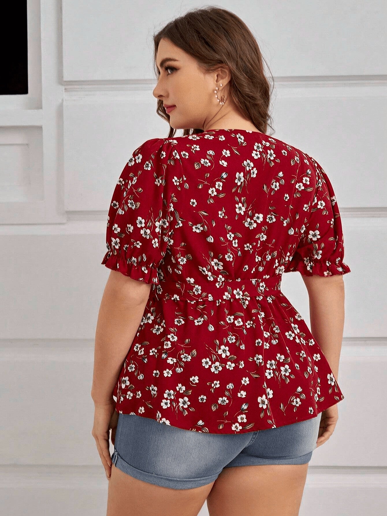 Floravive Belted V-Neck Blouse