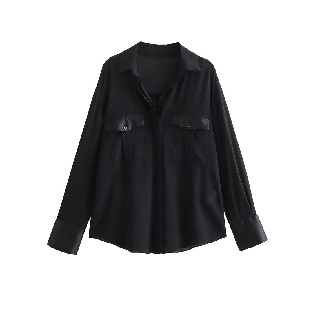 Women's Fashionable All-match Silk Satin Crepe Shirt