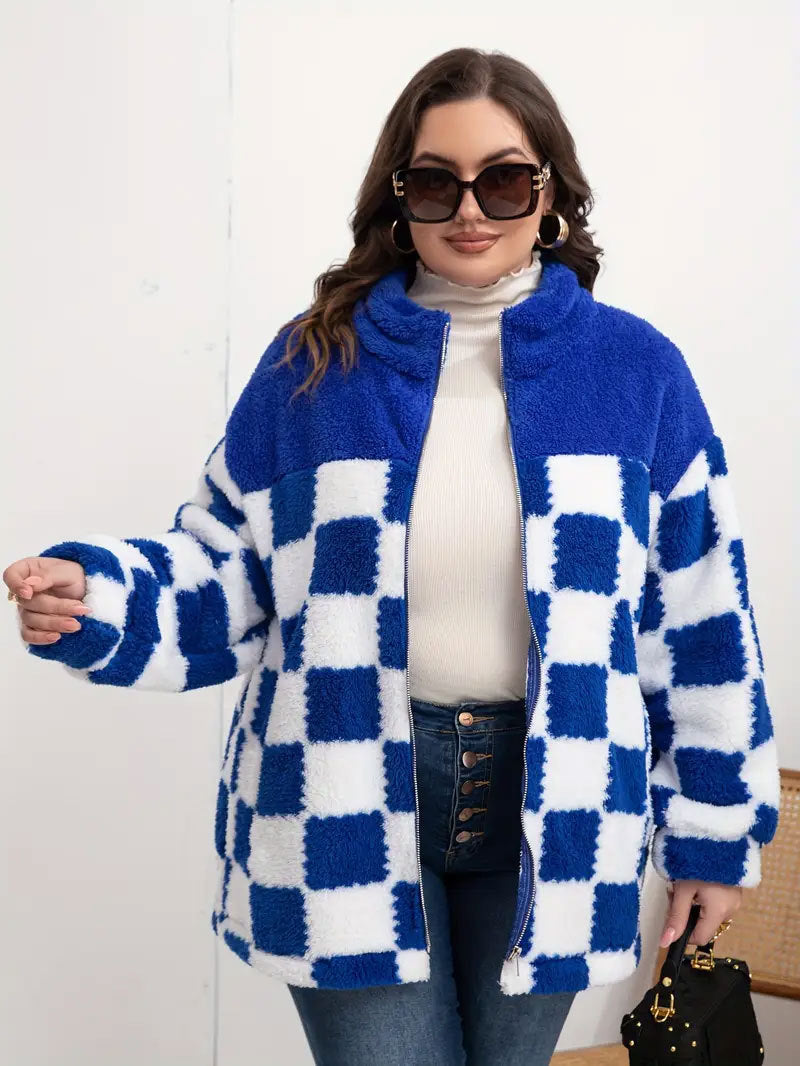 PlaidEase Warm Zipper Coat