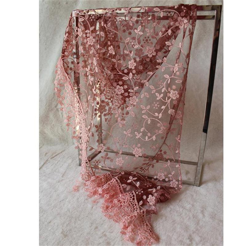Fashion Hollow Lace Rose Burnt Triangle Silk Scarf