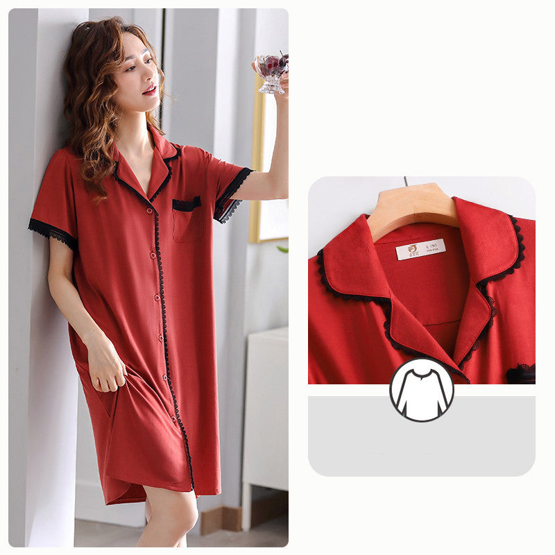 Women's Modal Cotton Silk Nightdress And Homewear