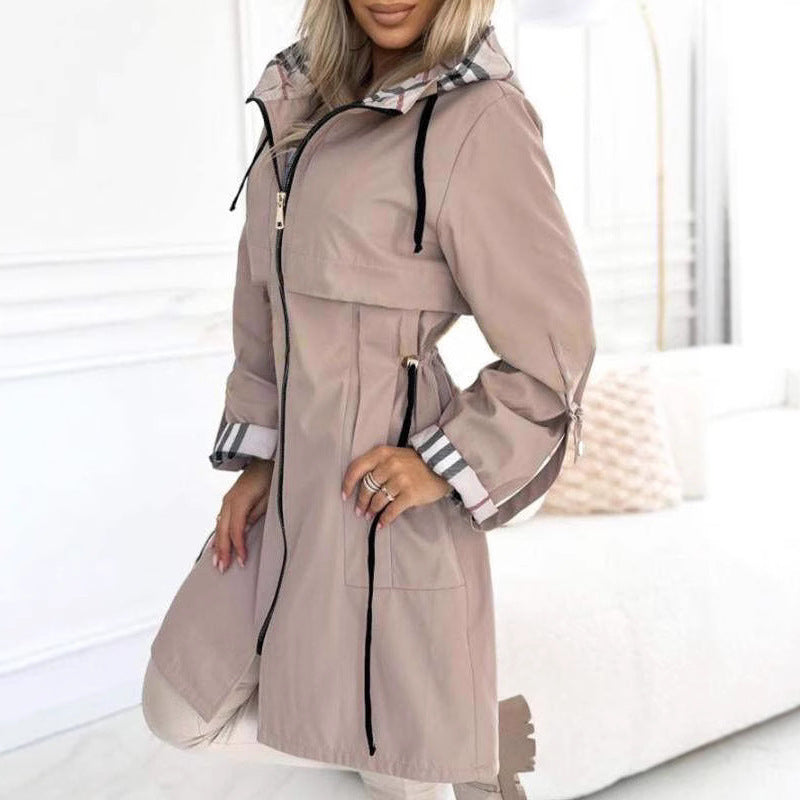 EuroChic Hooded Plaid Coat