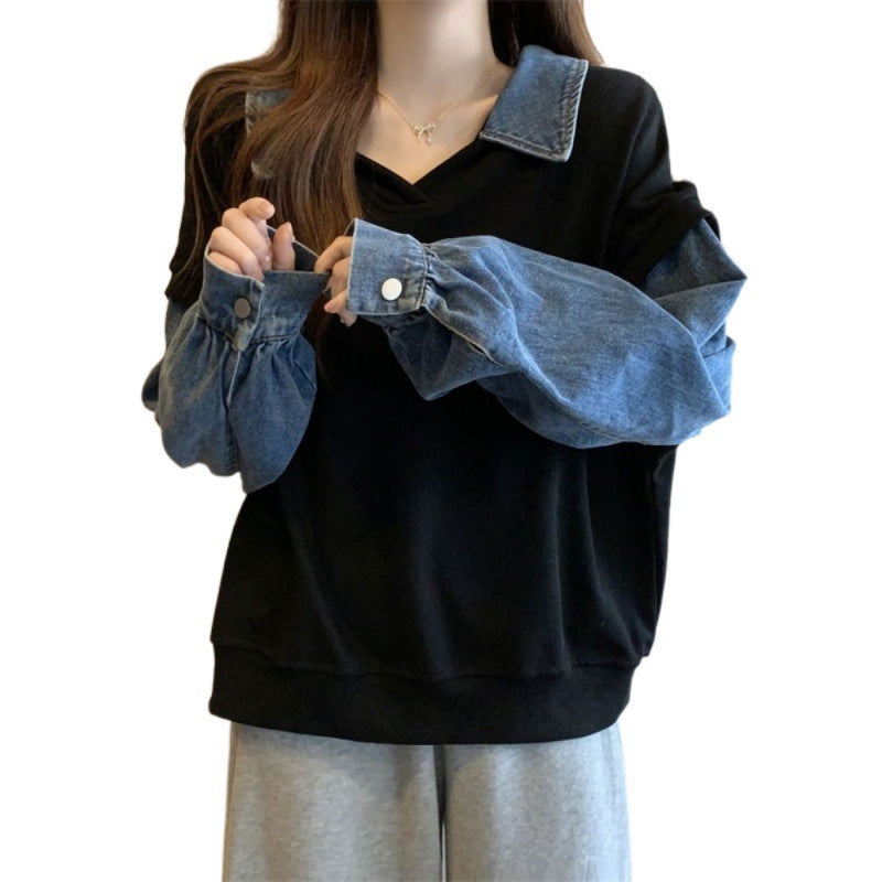 Denim Illusion Elegance Sweater