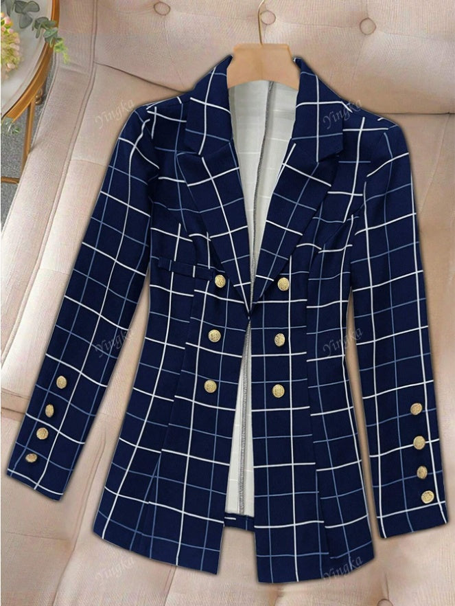 PlaidVerve Button-Up Blazer
