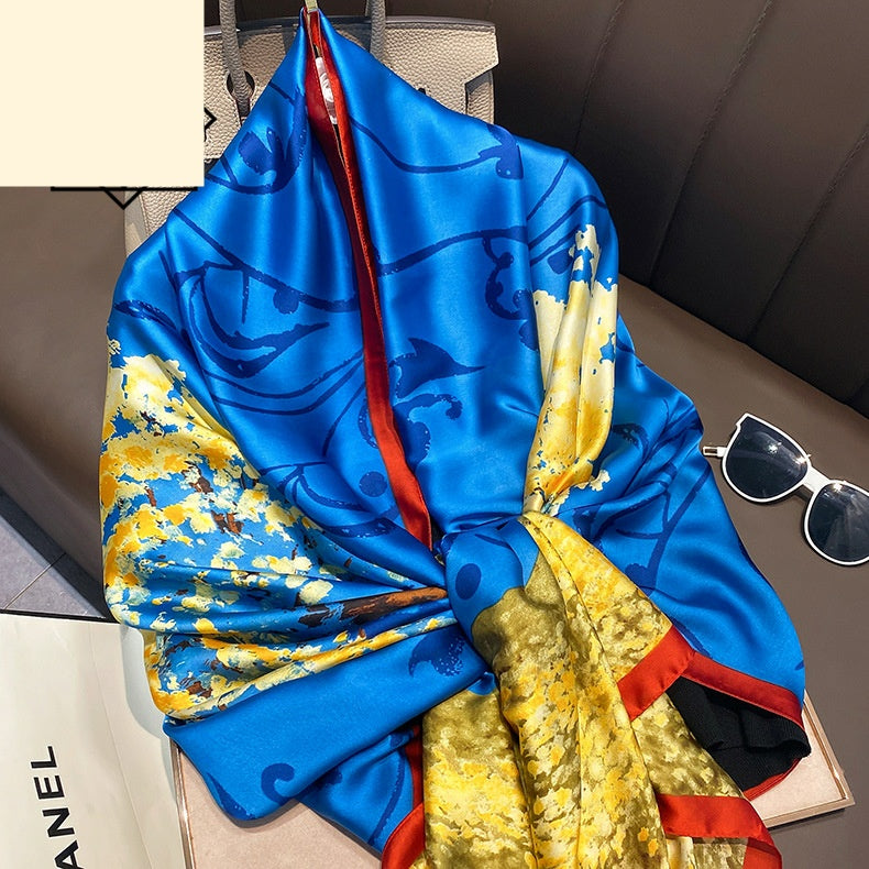Summer Silk Women's Thin Section Fashion Lengthened Scarf Shawl
