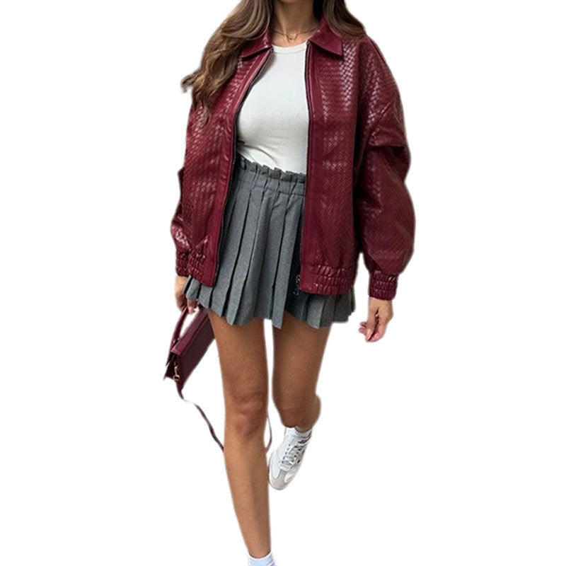 Vintage Edge Leather Zip Coat