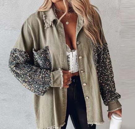 StarDust Sequin Denim Tassel Coat