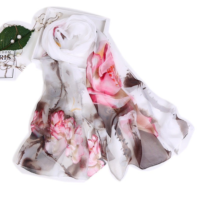 Summer Sunscreen Simulation Silk Beach Towel All-match Scarf