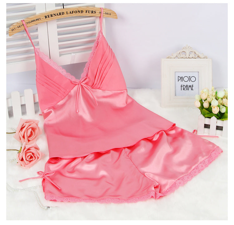 Shorts Suit Thin Silk Suspenders Sexy Home Wear