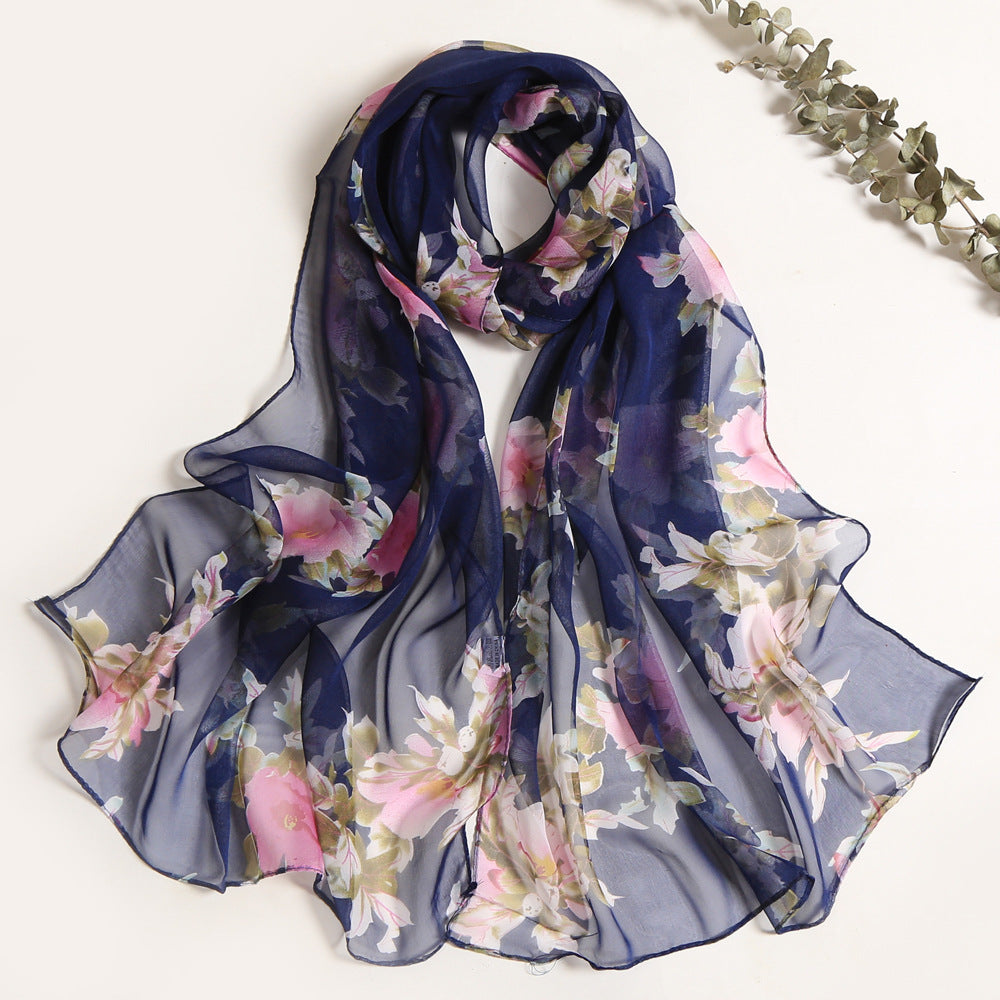 Summer Sunscreen Simulation Silk Beach Towel All-match Scarf