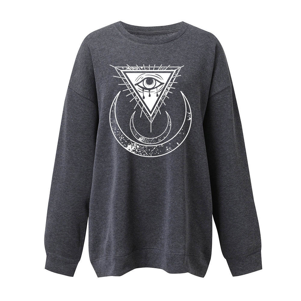 Moon's Third Eye Down Shoulder Fleece Sweater