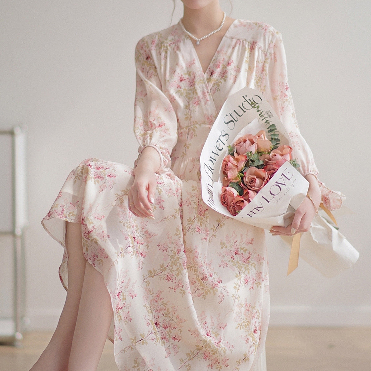 French Silk Loose Maxi Chiffon Dress