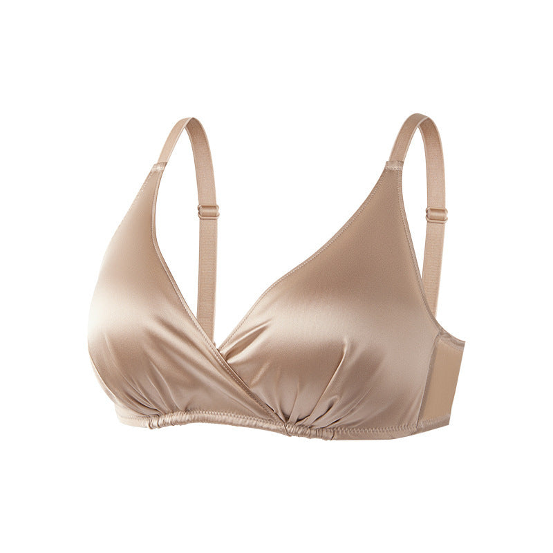 Double-sided Gathering Bra Frameless Bright Silk Underwear