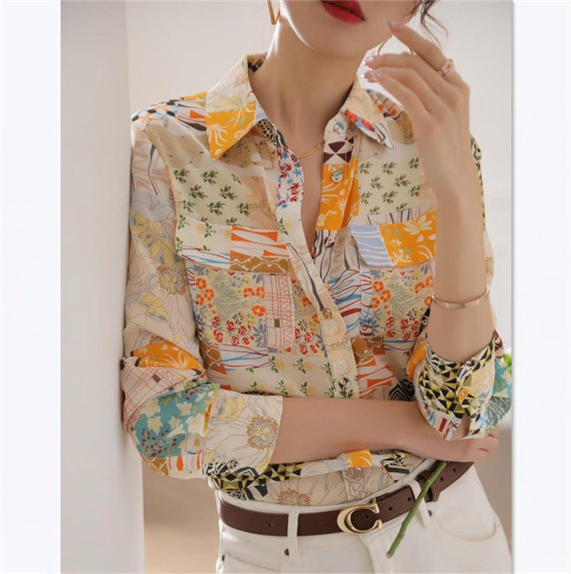 Women's All-match Casual Mulberry Silk Long-sleeved Shirt