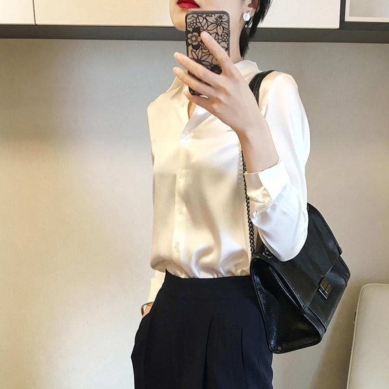 Satin Real Silk Shirt Elegant High-end