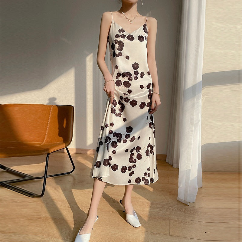 Women's Spring And Summer Silk Suspender Dress