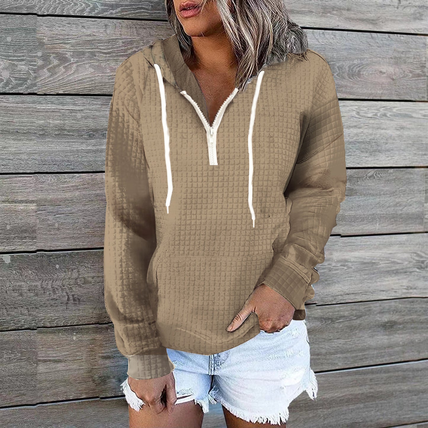 CozyWaffle Knit Hoodie Coat