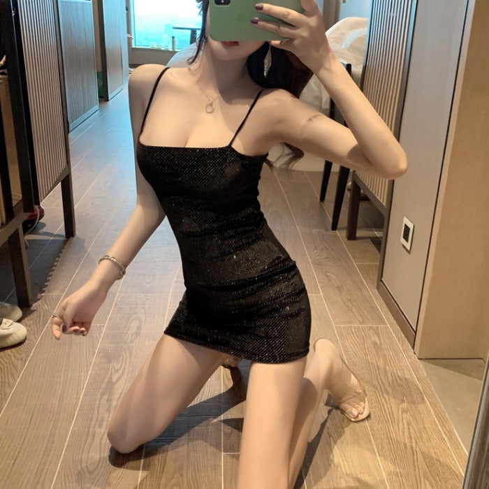 Sparkling Silk Halter Dress For Women