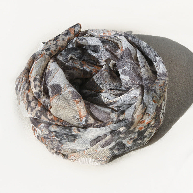 Classic Floral Silk Scarf Imitated Silk Scarves Fashion Casual Shawl Outdoor