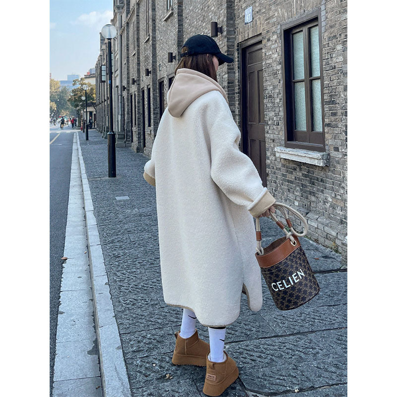 Faux Lamb Wool Coat Loose Casual Mid-length Cotton-padded Jacket