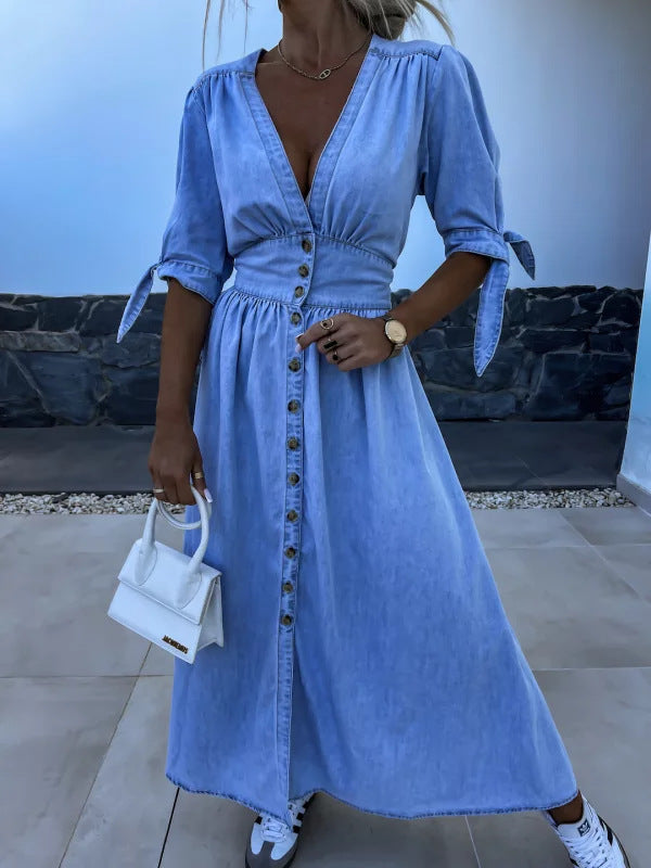 Indira Breeze Denim Maxi Dress