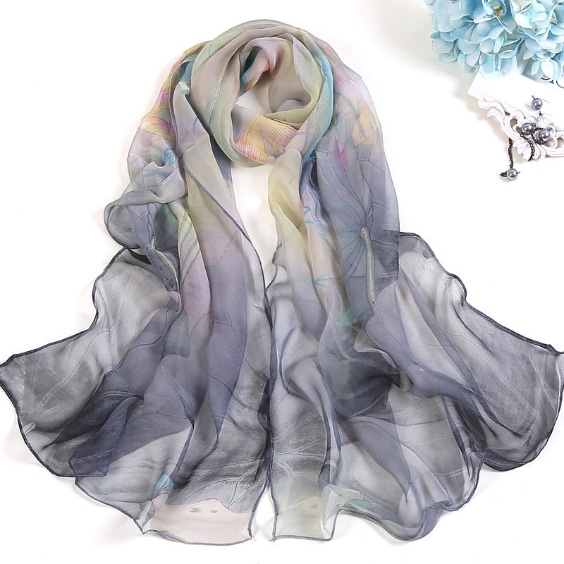 Summer Sunscreen Simulation Silk Beach Towel All-match Scarf