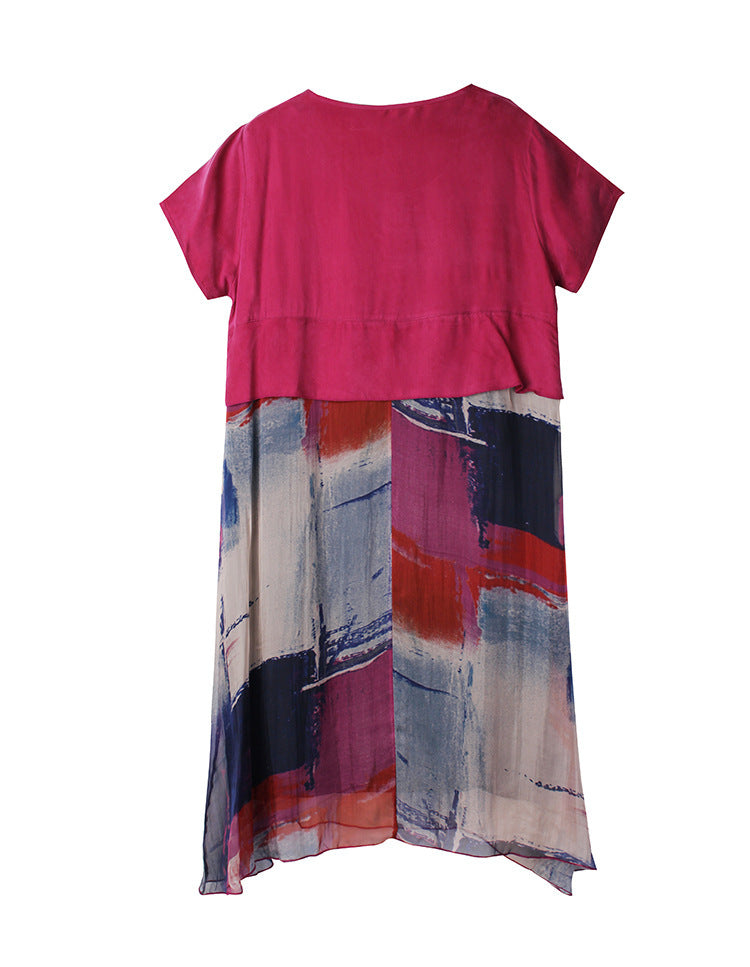 Plus Size Fashion Slimming Summer Silk Dress