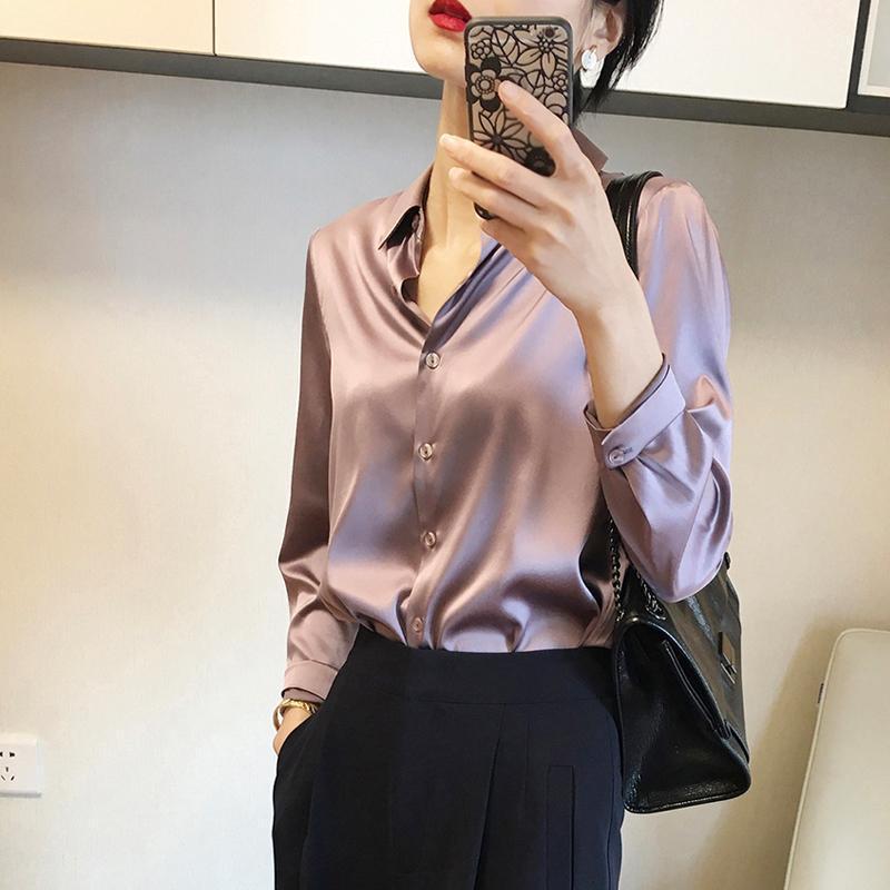 Satin Real Silk Shirt Elegant High-end