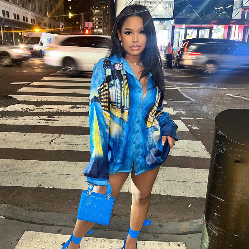 Silk Fashion Street Shoot 3D Digital Printing Shirt