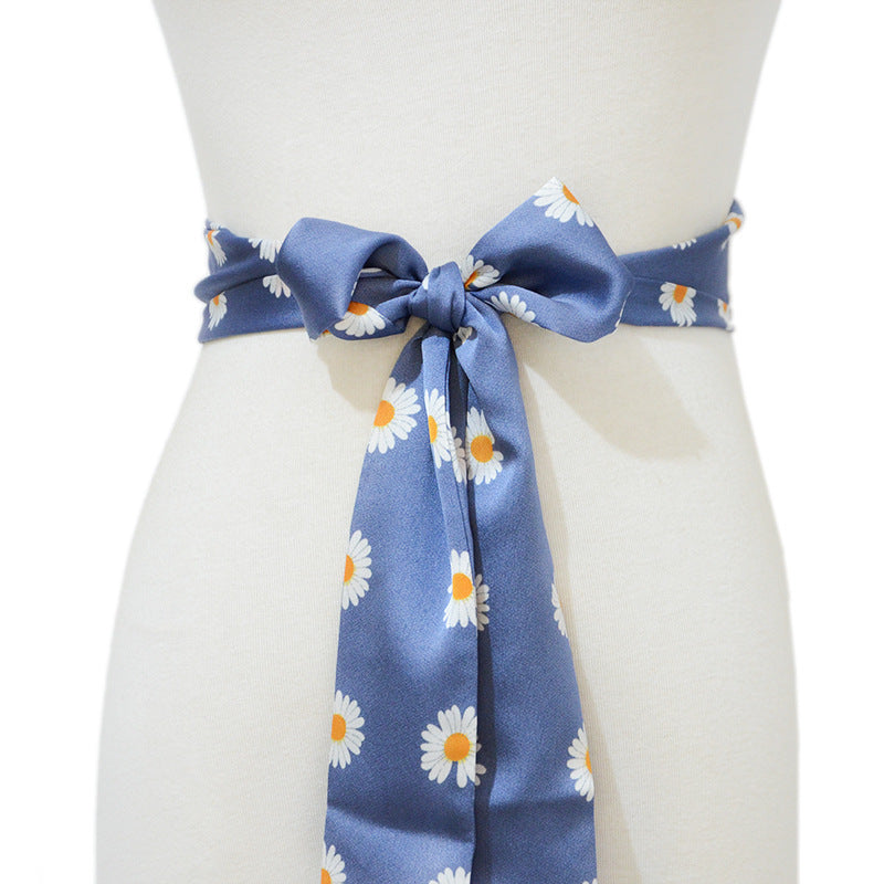 Women's Silk Little Daisy Lace Bow Decoration Silk Belt