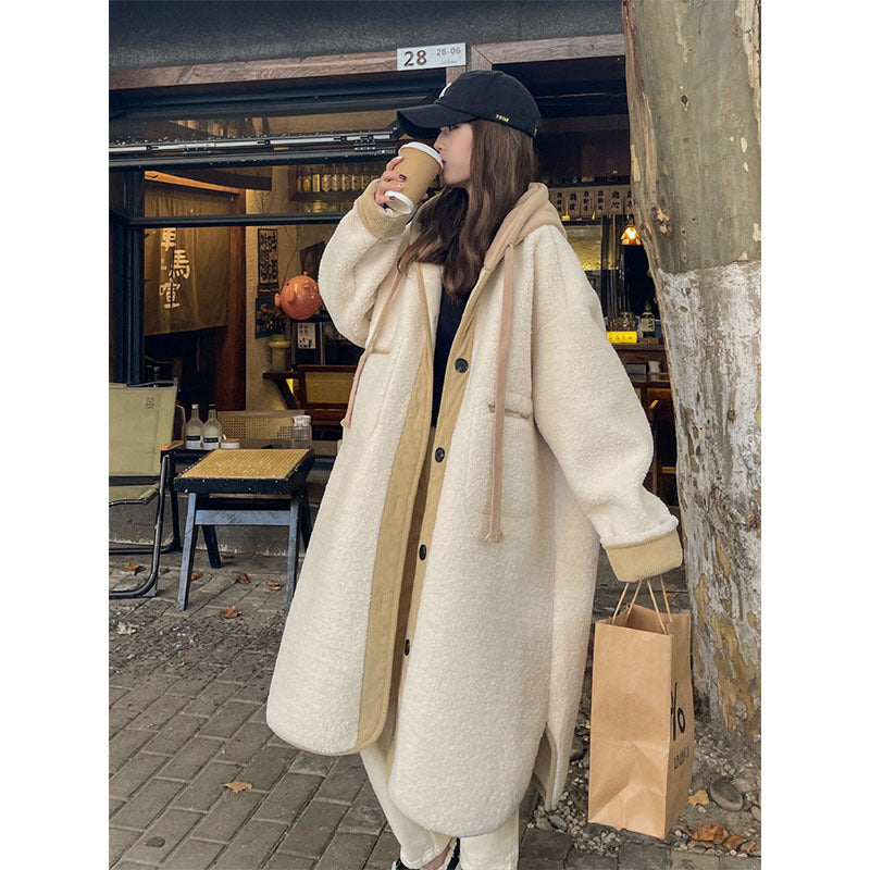 Faux Lamb Wool Coat Loose Casual Mid-length Cotton-padded Jacket