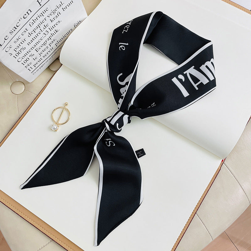 Double-sided Small Streamer Women Long Silk Scarf