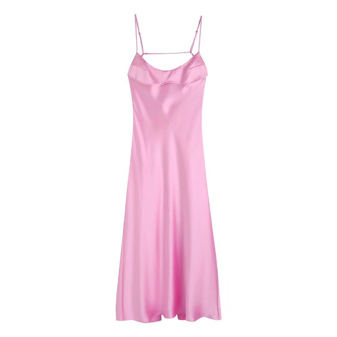 Summer New Women's Silk Satin Textured Dress
