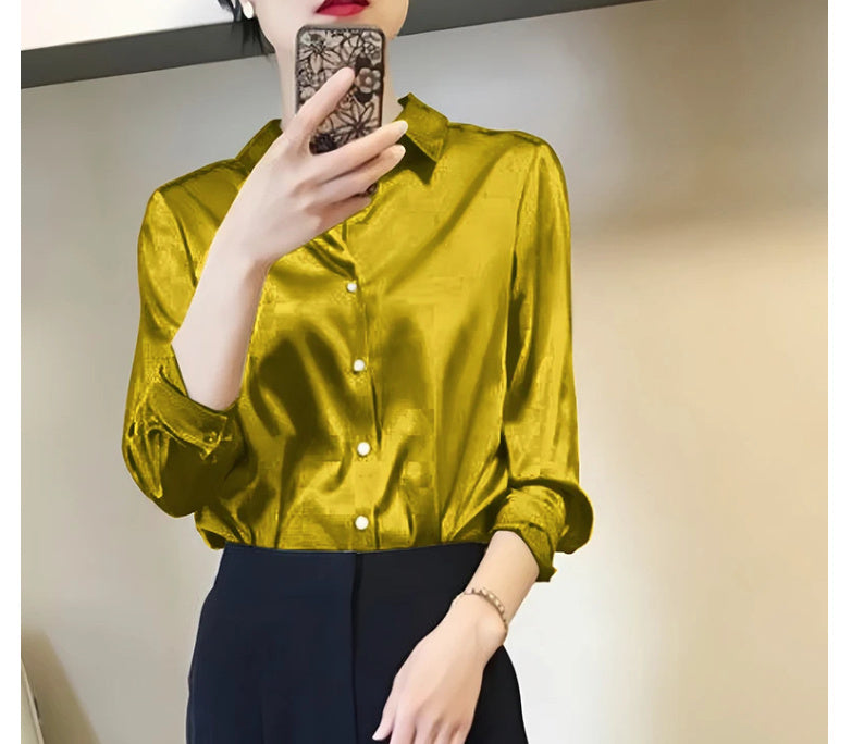 Satin Real Silk Shirt Elegant High-end