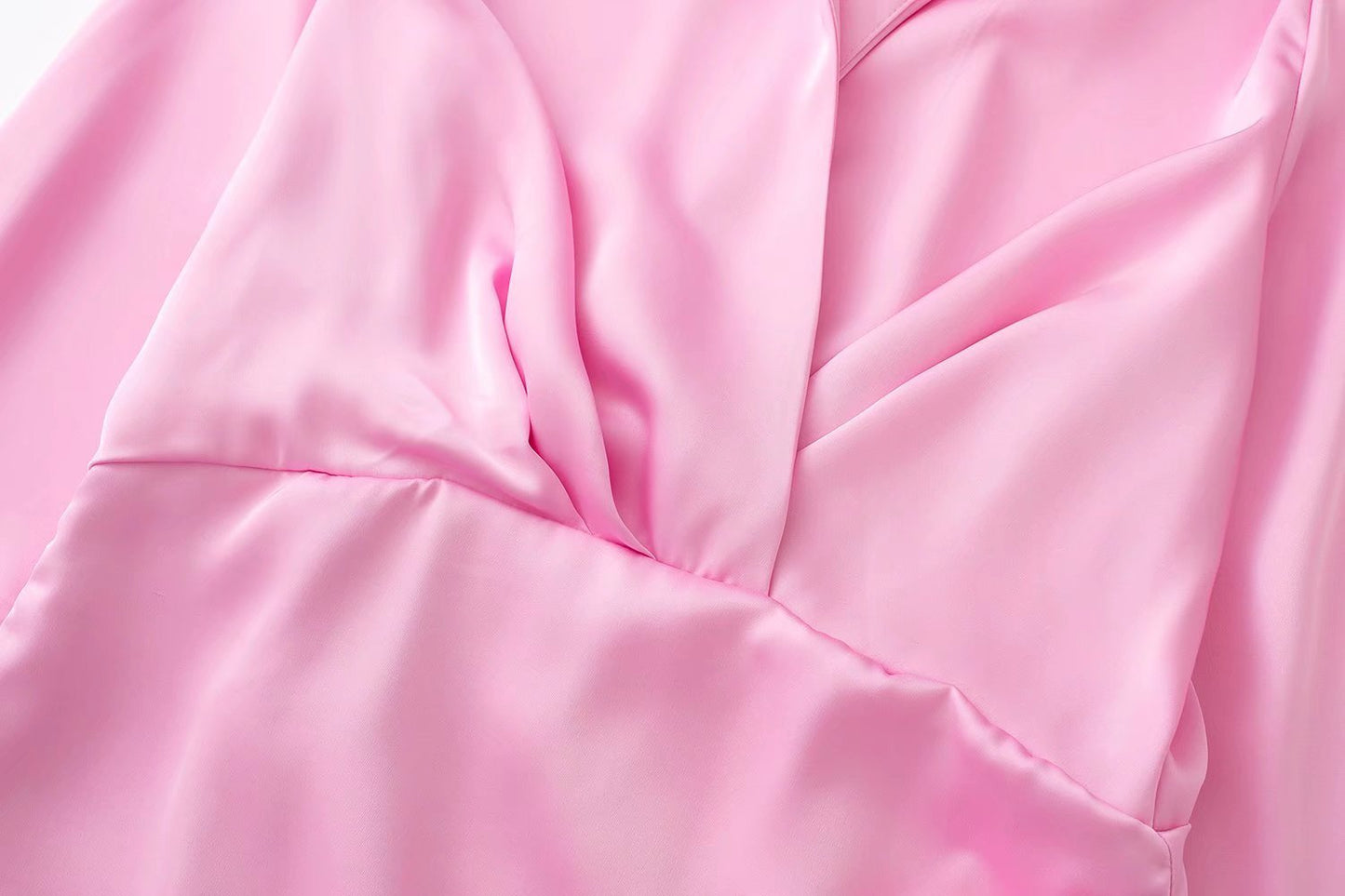 Women's Fashionable Temperament Pure Color Silk Satin Dress