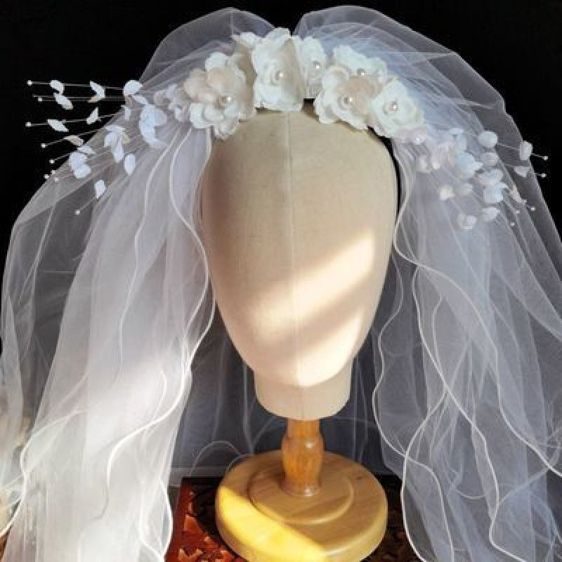 Vintage Port Style Silk Flower Beaded Bridal Headdress