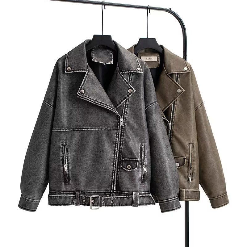 EuroLux Washed PU Leather Jacket