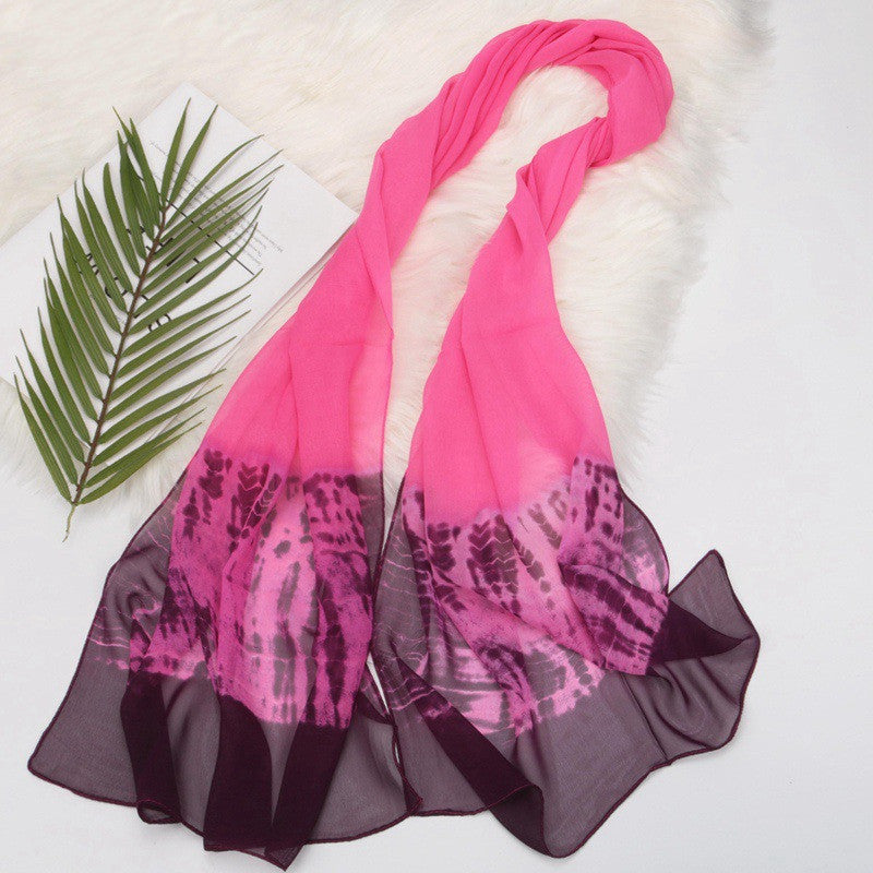 Women's Versatile Gradient Color Silk Scarf