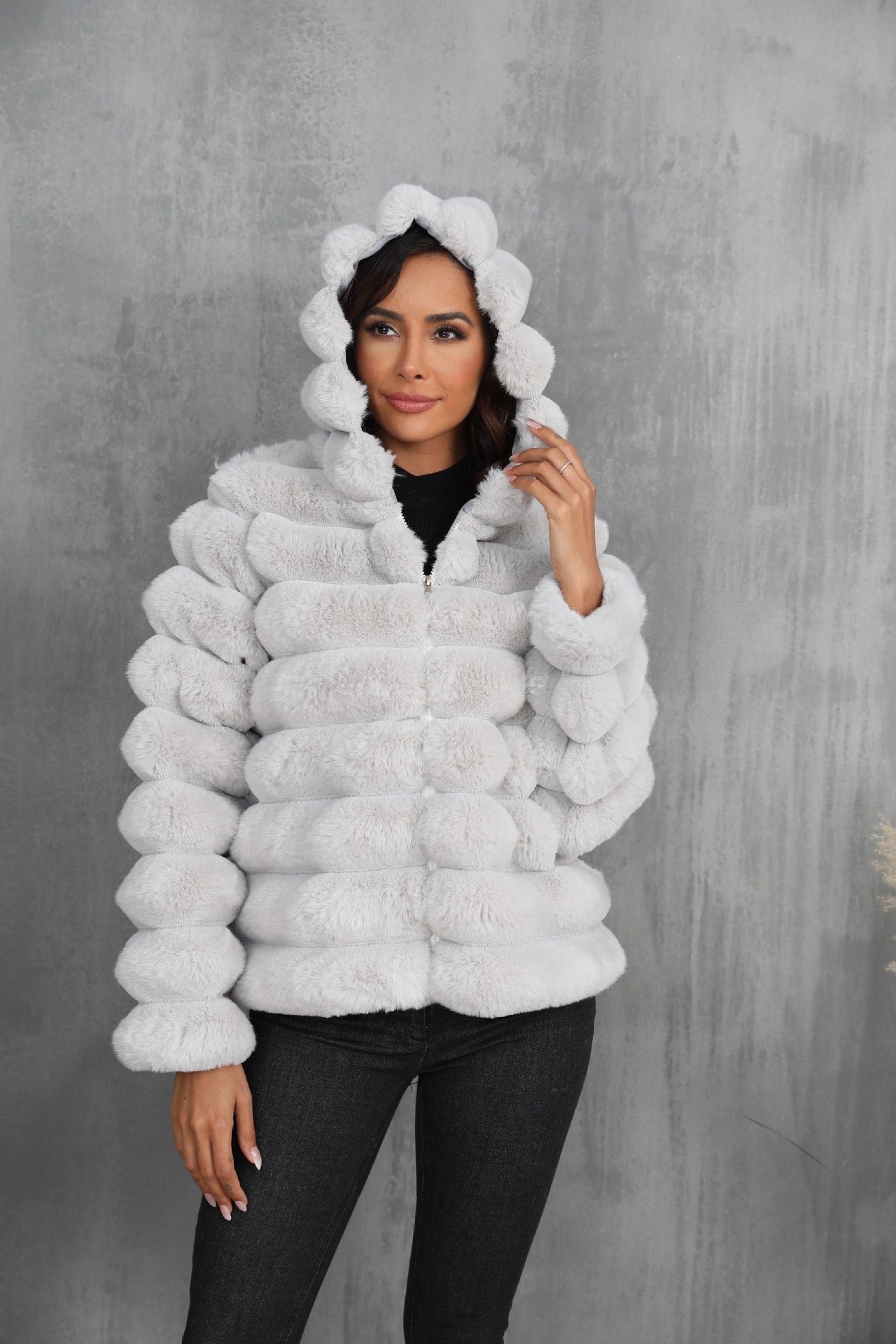 FauxFur Stride Hooded Jacket
