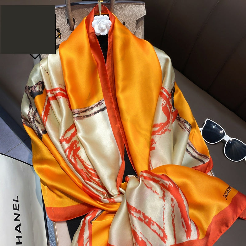Summer Silk Women's Thin Section Fashion Lengthened Scarf Shawl